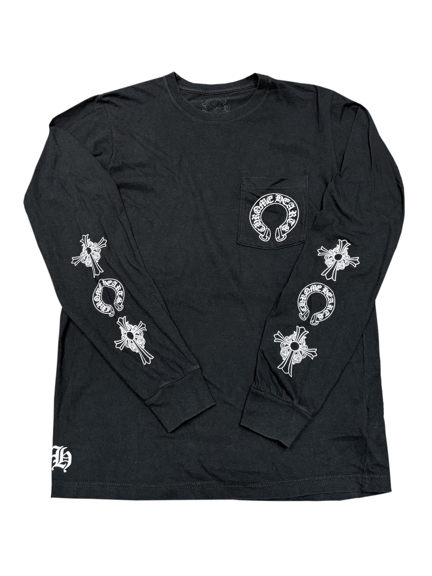 Chrome Hearts Multi Logo Sleeve T Bar Logo Back Waffle LS Tee Black M C119285950-Used