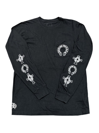 Chrome Hearts Multi Logo Sleeve T Bar Logo Back Waffle LS Tee Black M C119285950-Used