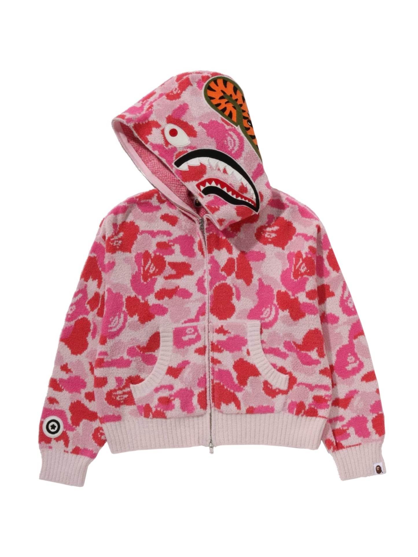 Bape Abc Camo Towel Jacquard Shark Cropped Full Zip Hoodie Ladies