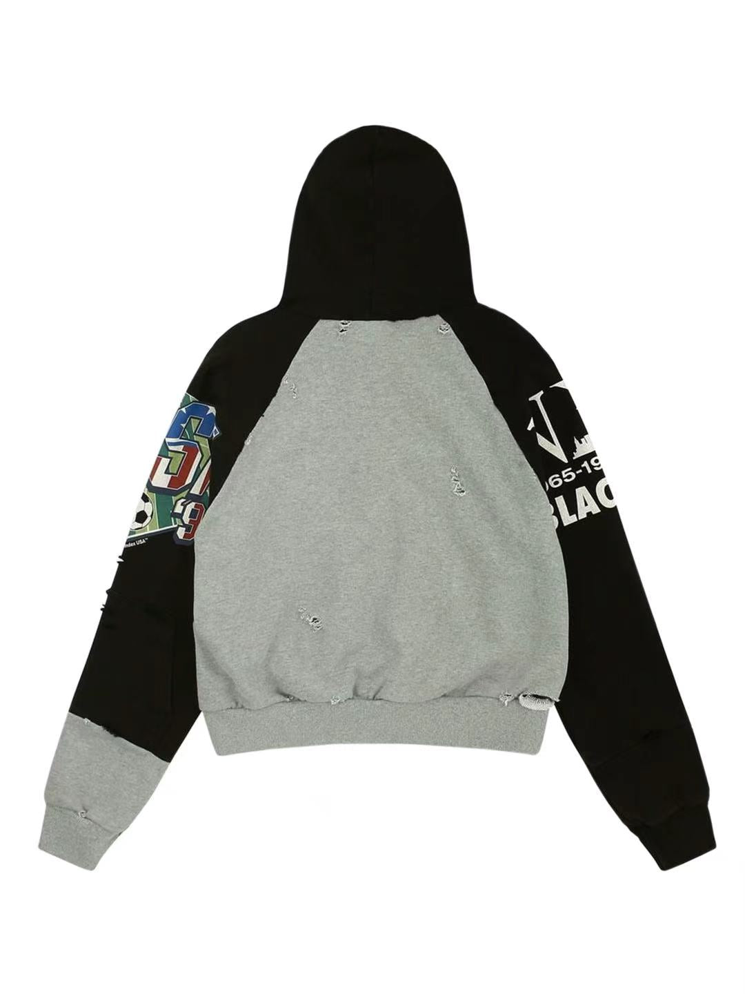 Protocol Index Reconstructed Tight Fit Zip Hoodie Melange Grey
