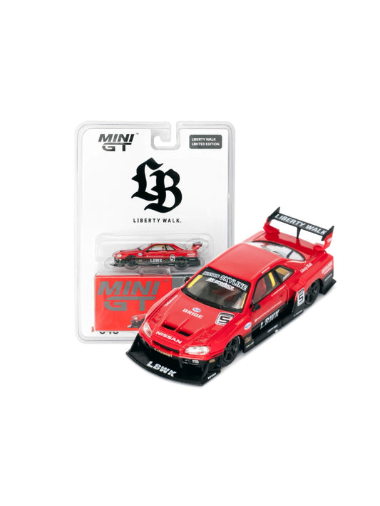 MINI GT 1/64 Nissan LB-ER34 Super Silhouette Red Black Blister