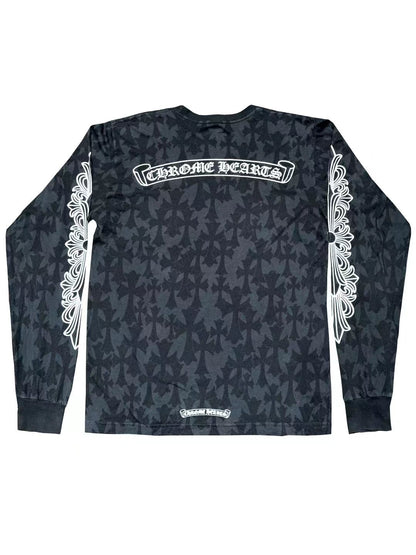 Chrome Hearts Cemetery Monogram Floral Sleeve LS Tee Black M C2255889-Used