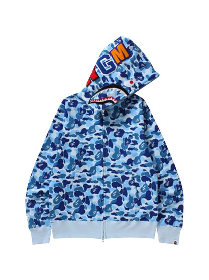 Bape ABC Camo Shark Full Zip Hoodie Blue