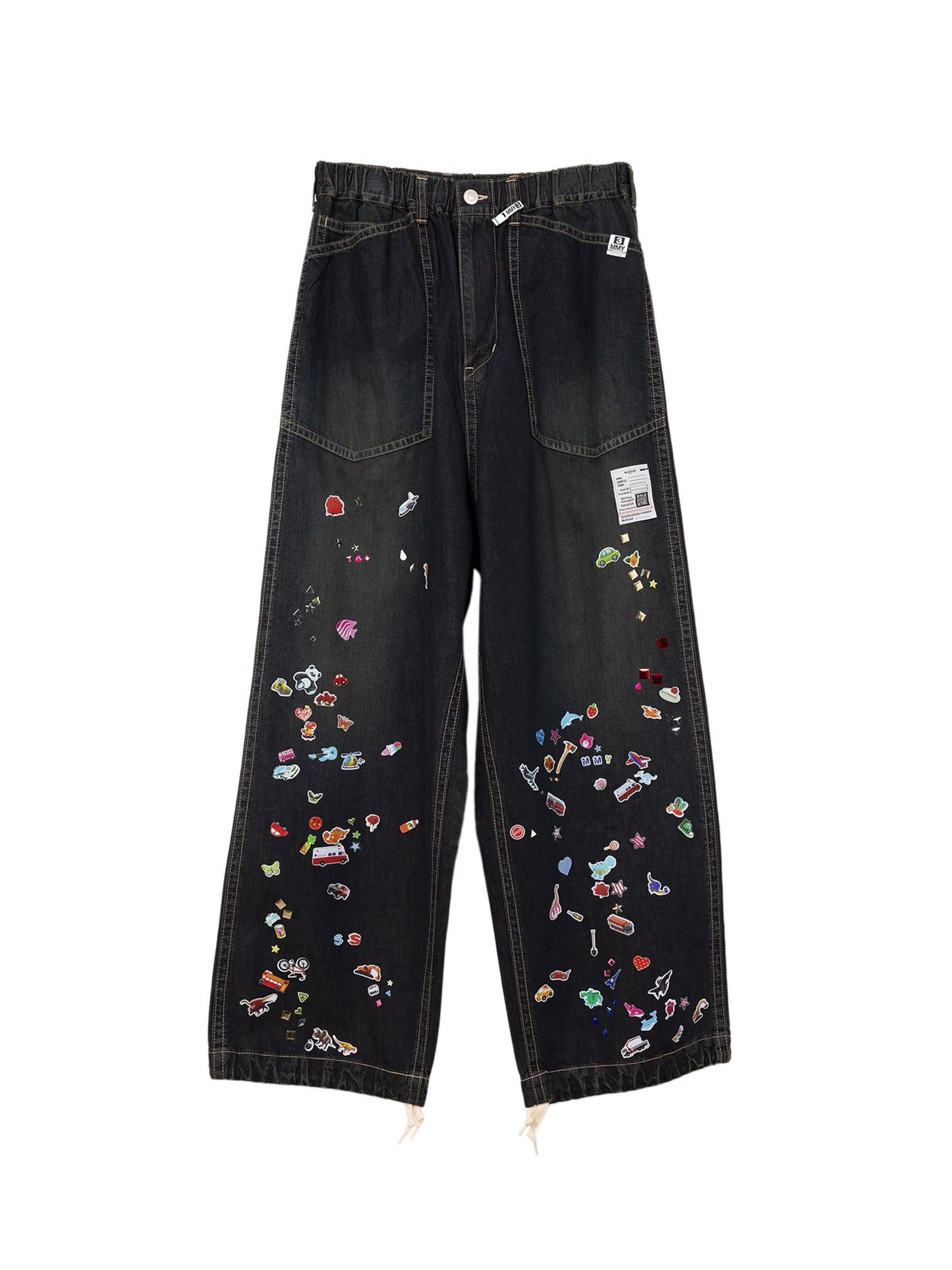 Maison MIHARA YASUHIRO Sticker Prints Denim Baker Pants Indigo