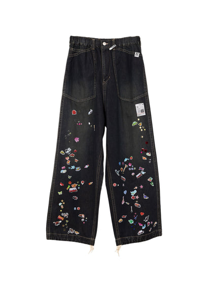Maison MIHARA YASUHIRO Sticker Prints Denim Baker Pants Indigo