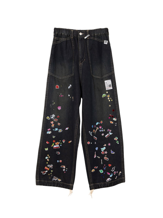Maison MIHARA YASUHIRO Sticker Prints Denim Baker Pants Indigo