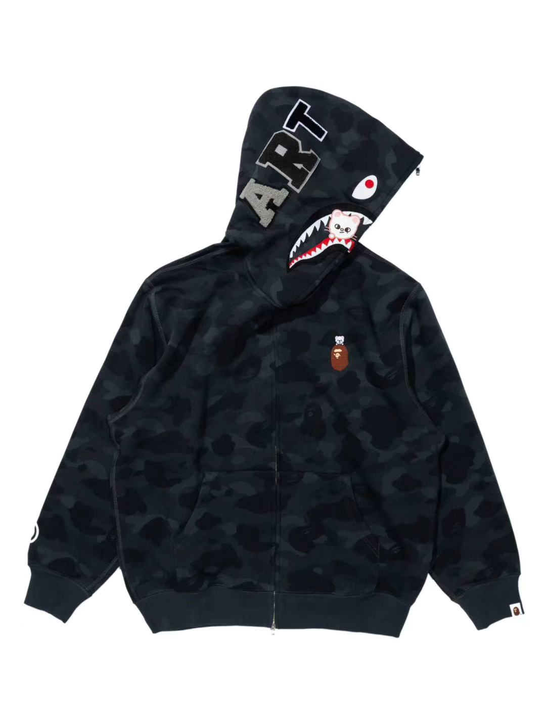 Bape x Straykids Jiniret Shark Full Zip Hoodie Black