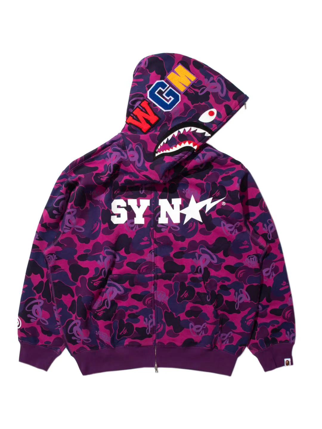 Bape x Spotify x SYNA By Central Cee Shark Full Zip Hoodie Purple