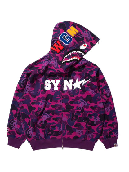 Bape x Spotify x SYNA By Central Cee Shark Full Zip Hoodie Purple