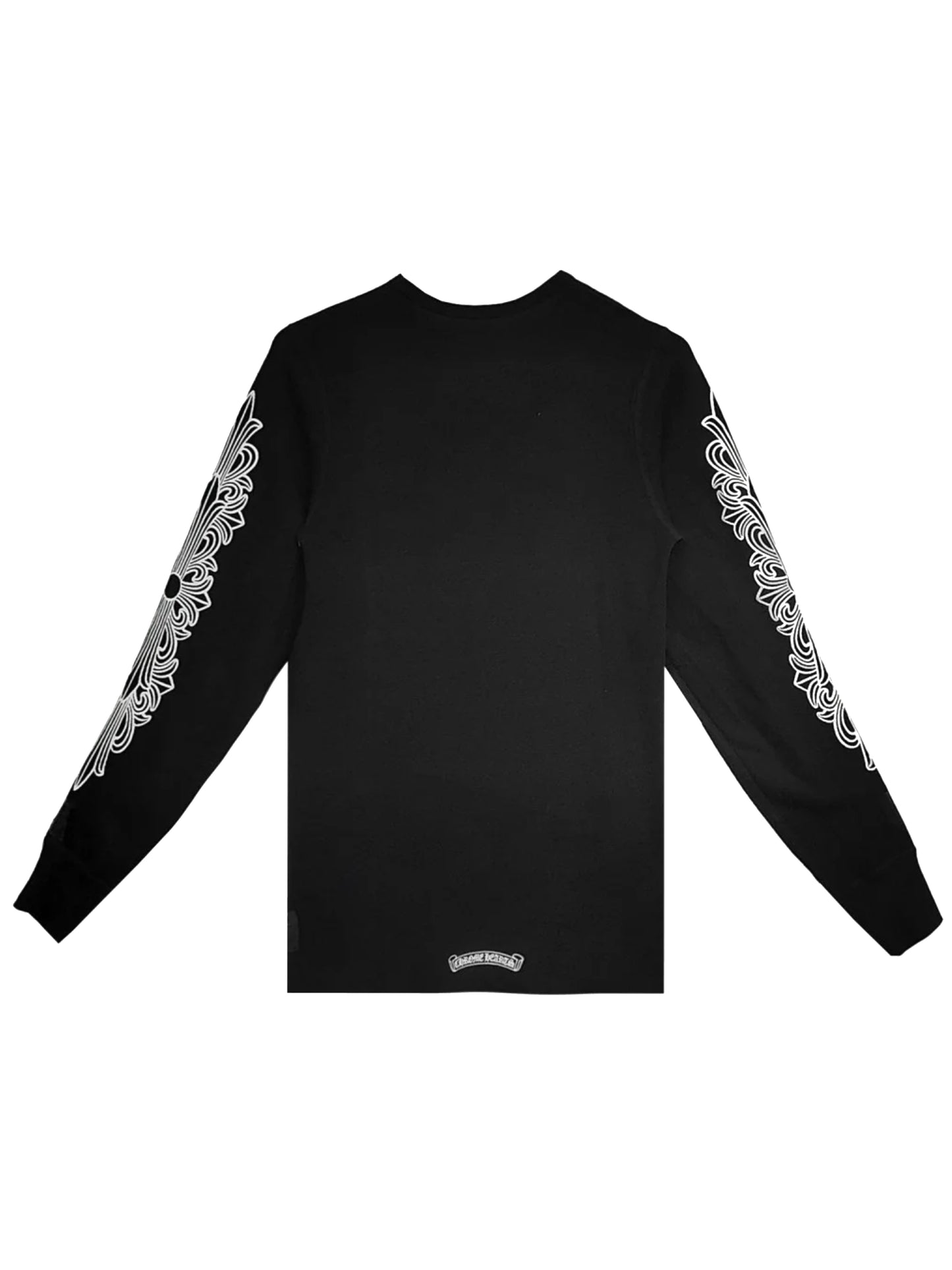 Chrome Hearts Horseshoe Logo Floral Sleeve Waffle Thermal LS Tee Black