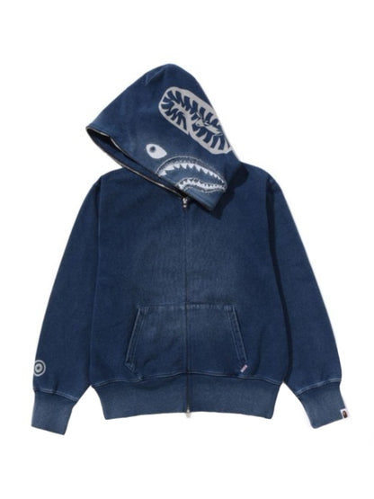 Bape Indigo Shark Full Zip Hoodie Ladies