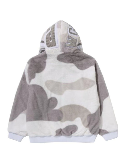 Bape Color Camo Shark Full Zip Sherpa Jacket Grey