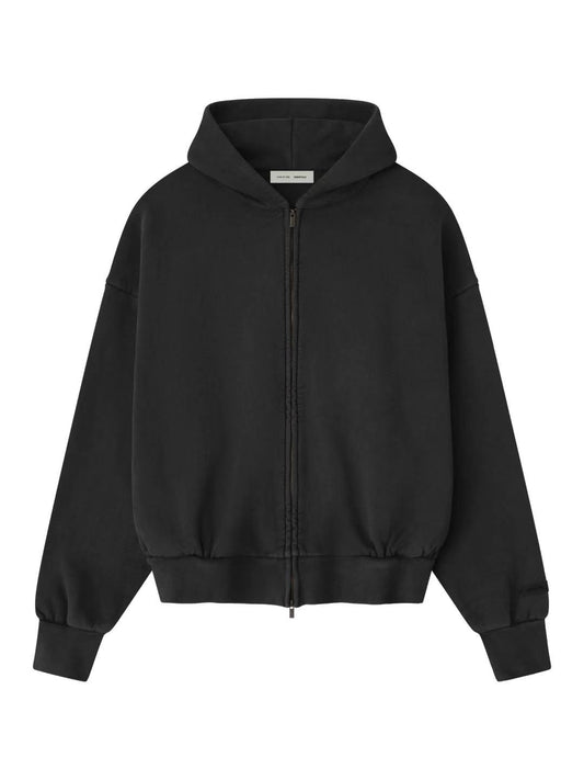 Essentials 25 Holiday Embroidered Classic Full Zip Hoodie Vintage Black