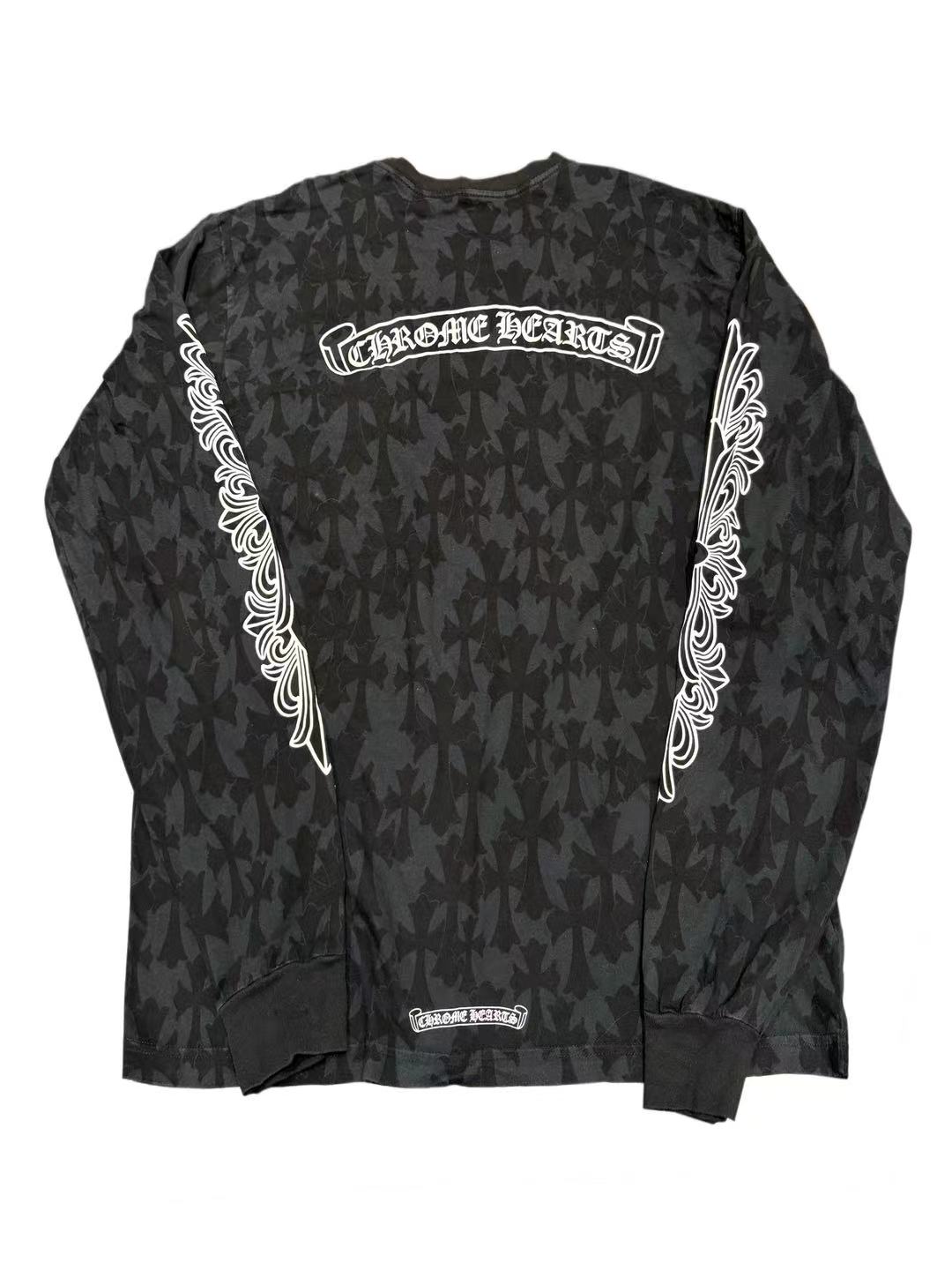 Chrome Hearts Cemetery Monogram Floral Sleeve LS Tee Black XL C119017483-Used