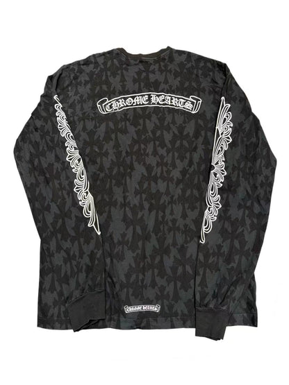 Chrome Hearts Cemetery Monogram Floral Sleeve LS Tee Black XL C119017483-Used
