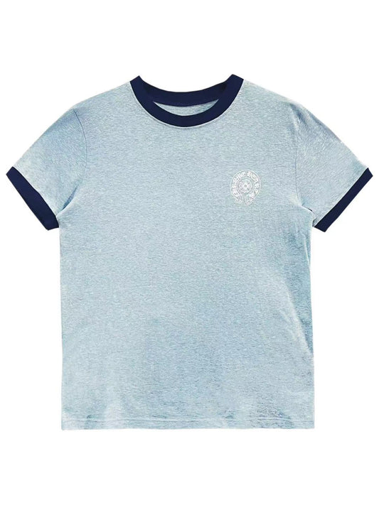 Chrome Hearts Horseshoe Logo Baby Blue Short Sleeve Tee