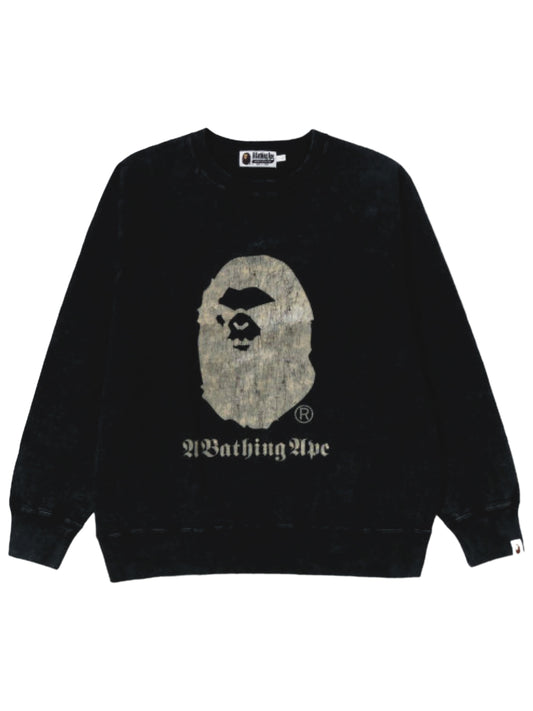 A Bathing Ape Overdye Relaxed Fit Crewneck Black